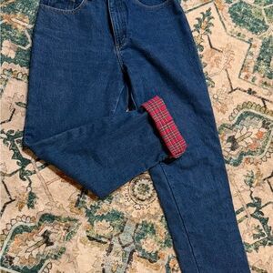 L.L. Bean Women’s Denim Jeans with Red Plaid Lining